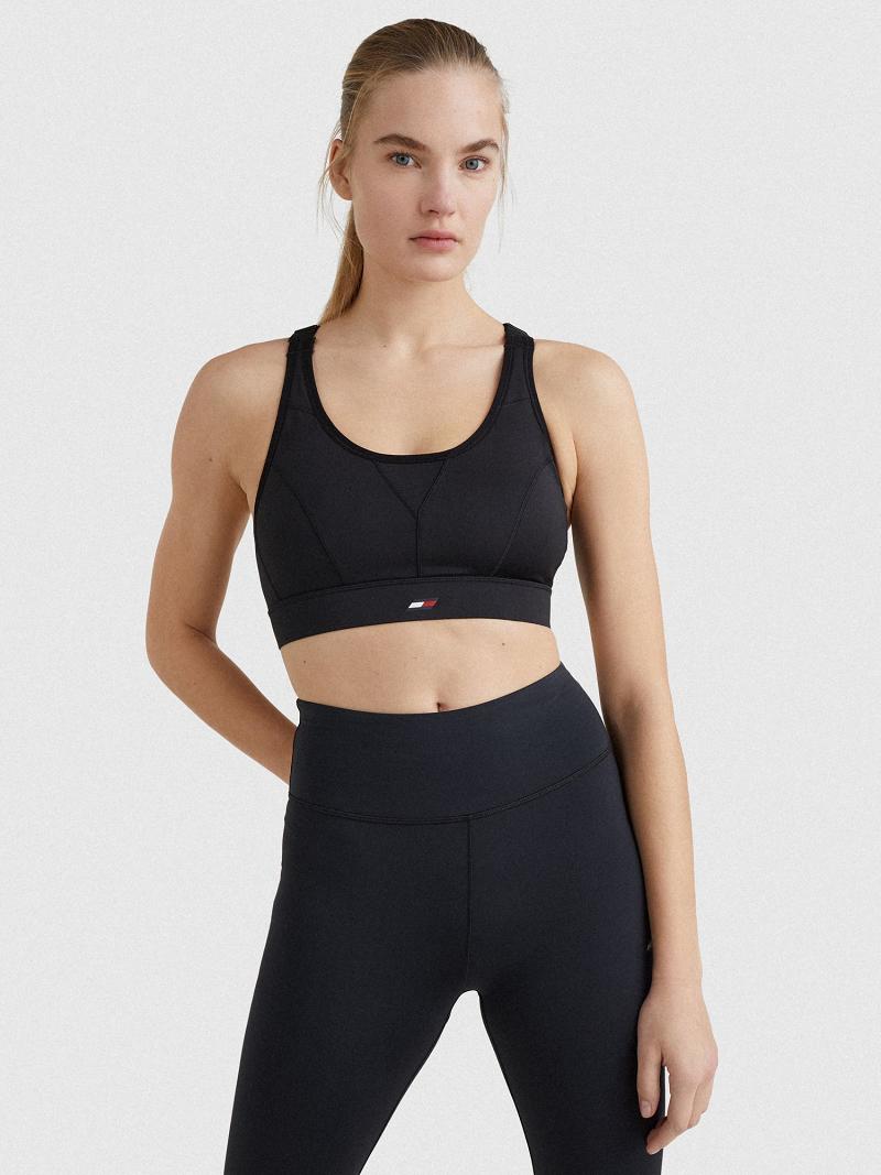 Női Tommy Hilfiger Racerback Sports Melltartók Fekete | HU 532QMA